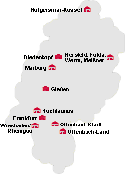 Übersicht der einzelnen Kreis- und Ortsverbände auf einer Karte