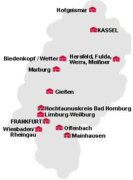 Übersicht der einzelnen Kreis- und Ortsverbände auf einer Karte