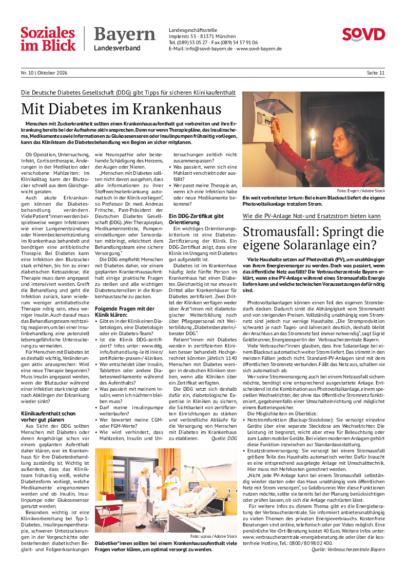 Landesbeilage Bayern / Hessen, SoVD-Mitgliederzeitung Oktober 2026