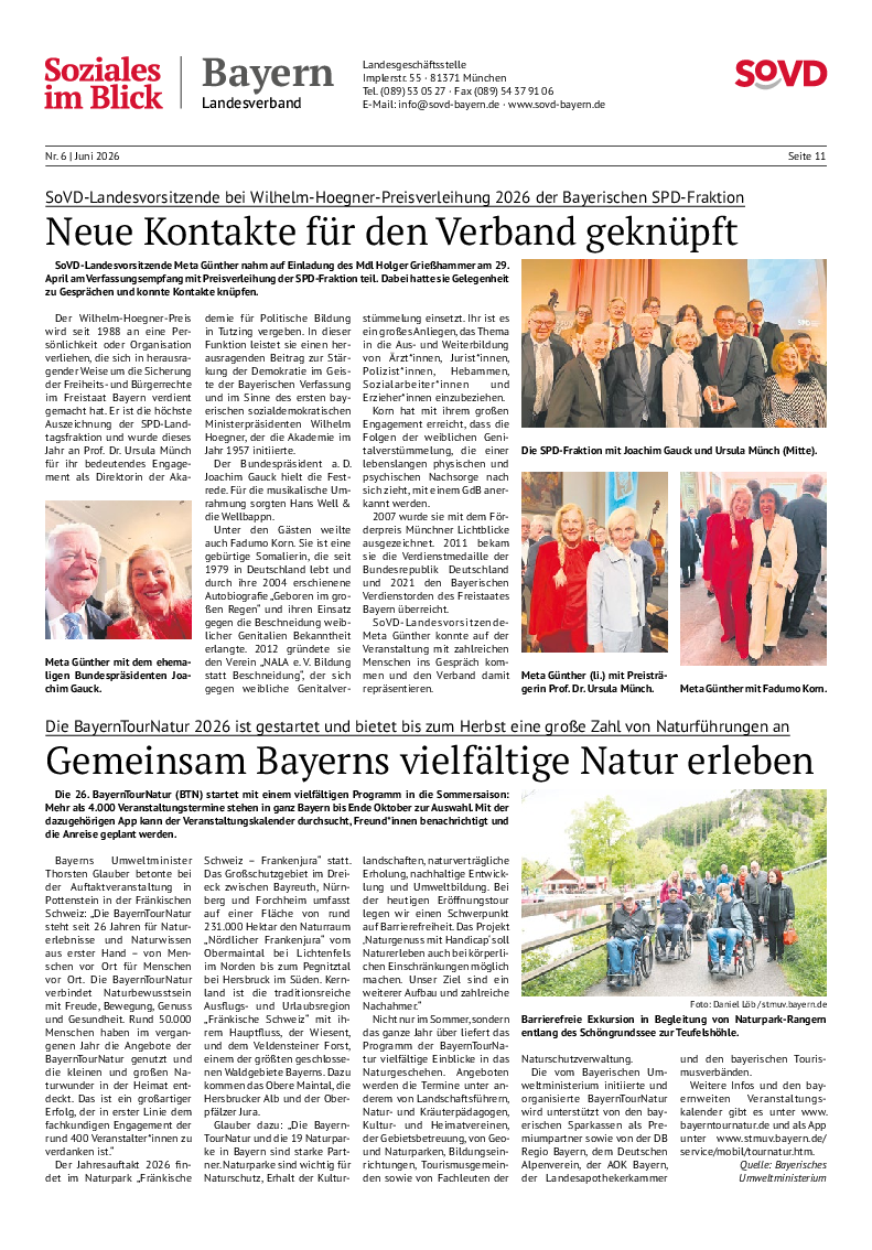 SoVD-Zeitung Juni 2026, Landesbeilage Bayern / Hessen